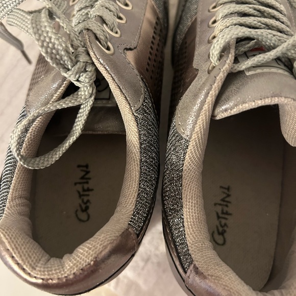 C’EST FINI PLATFORM WEDGE LACE UP SNEAKERS 8.5 Silver glitter & grey trainers - Picture 5 of 5